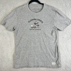 Life Is Good Vintage Shirt Mens Small Florida State Chillin & Grillin Gray BBQ